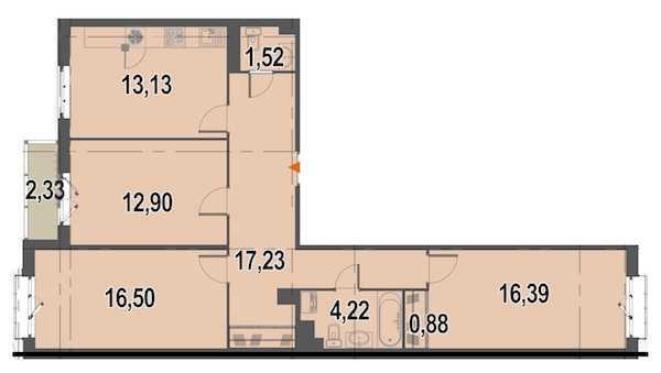 Трехкомнатная квартира в Инвестторг: площадь 84.4 м2 , этаж: 4 – купить в Санкт-Петербурге